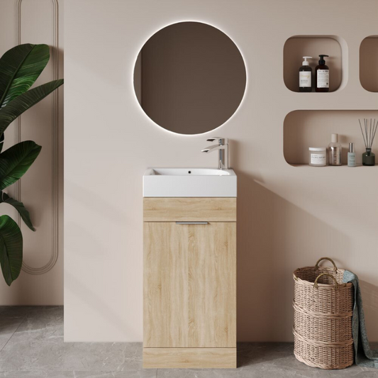 Esme Cloakroom Unit Davos Oak With Basin & Handle