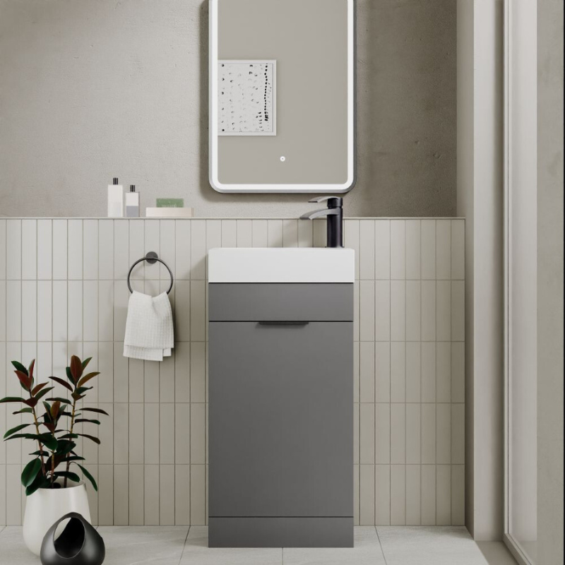 Esme Cloakroom Unit Dust Grey With Basin & Handle