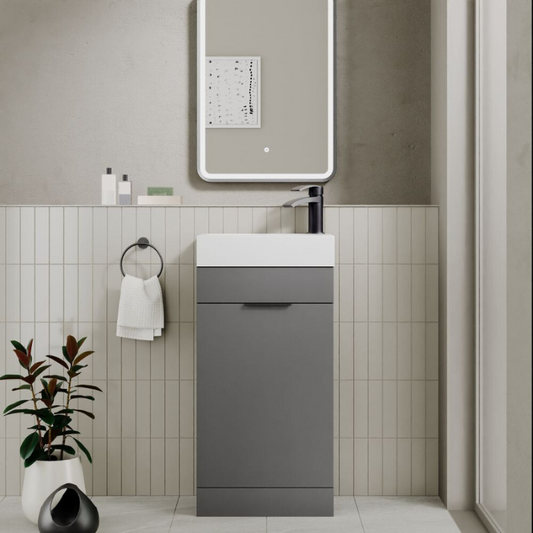 scudo esme cloakroom unit dust grey with basin handle, SCUDO, Sink Vanity Unit, Basin Unit, 1