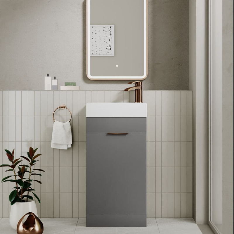 Esme Cloakroom Unit Dust Grey With Basin & Handle