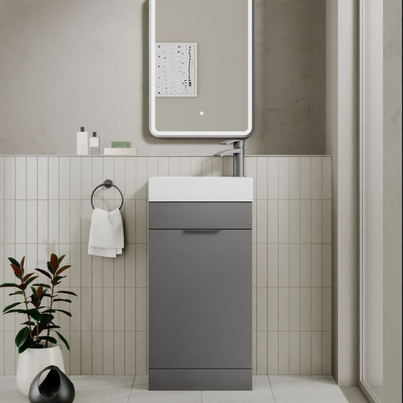 Esme Cloakroom Unit Dust Grey With Basin & Handle