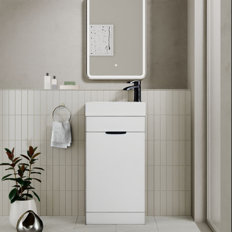 Esme Cloakroom Unit Gloss White With Basin & Handle