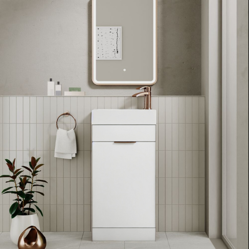 Esme Cloakroom Unit Gloss White With Basin & Handle