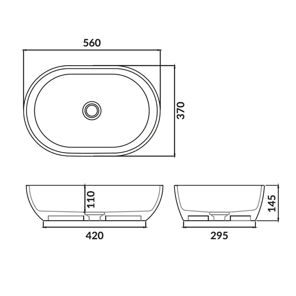 Scudo Neo 560mm x 370mm x 145mm Polymarble Countertop Basin - Gloss White