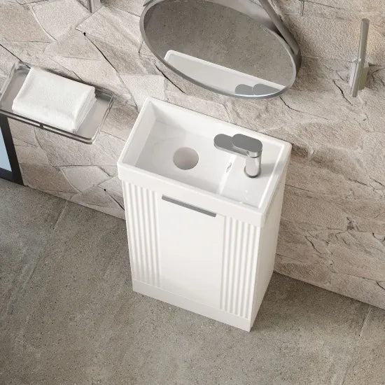 Deco Satin White 400mm Floor Standing Cabinet & Basin