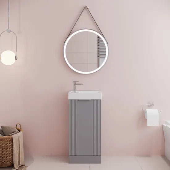 Deco Satin Grey 400mm Floor Standing Cabinet & Basin