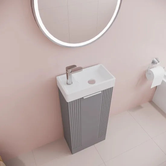 Deco Satin Grey 400mm Floor Standing Cabinet & Basin