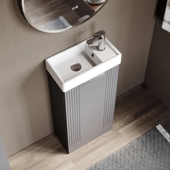 Deco Satin Grey 400mm Floor Standing Cabinet & Basin