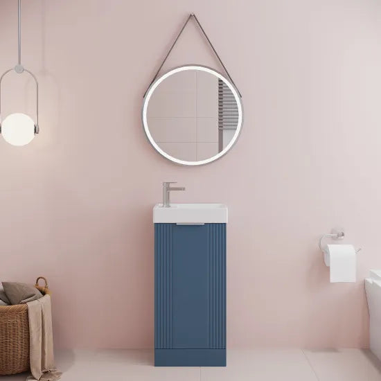 Deco Satin Blue 400mm  Floor Standing Cabinet & Basin