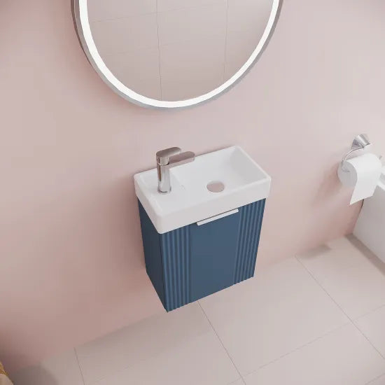 Deco Satin Blue 400mm Wall Hung Cabinet & Basin