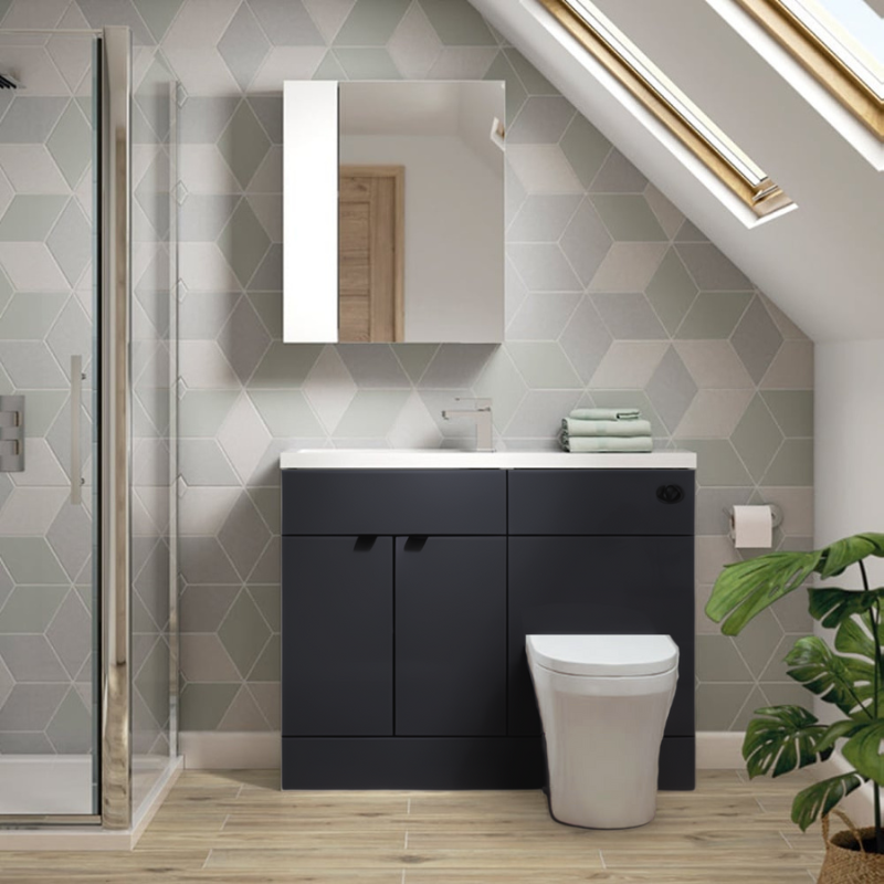 Fusion Combination Toilet and Vanity Unit 1000mm Grey Gloss