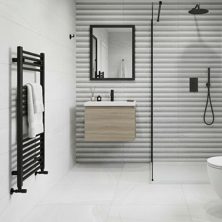 Kite Stripe Relieve Decor Gris Tiles 600x200mm