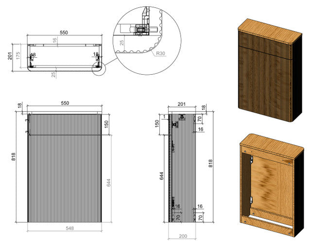 Alfa 550mm WC Unit - Textured Oak