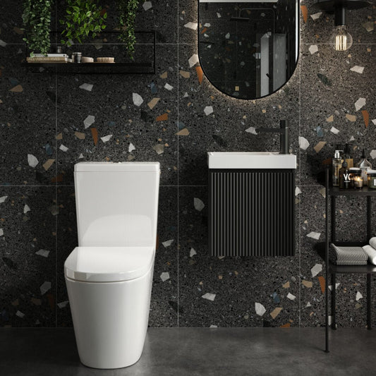 linea matte black cloakroom basin unit black with basin, Scudo, Wall Hung Vanity Unit, 1