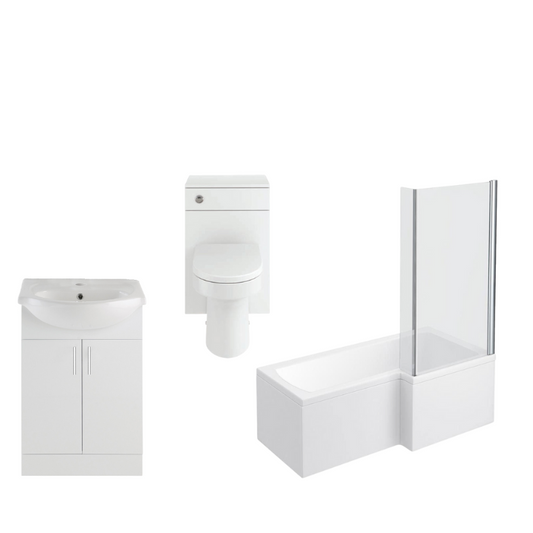 Lanza Shower Bath Suite 1700mm Right Hand Bath And Furniture