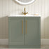 london 815mm floor standing basin unit basin matt reed green with gold handles, Alessio, Sink Vanity Unit, Basin Unit, 1