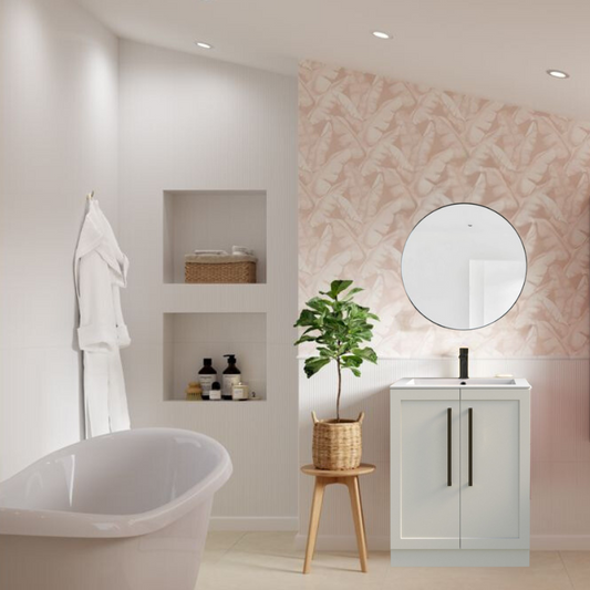 london 615mm floor standing basin unit basin matt white with black handles, Alessio, Sink Vanity Unit, Basin Unit, 1