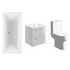Lucio Bath Suite 1700mm with Grey Gloss 600mm Wall Hung Basin Unit And Toilet