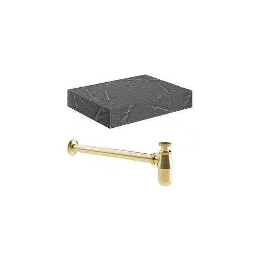 marbella 600mm wall hung grey marble basin unit set bottle trap, Alessio, Wall Hung Vanity Unit, 8
