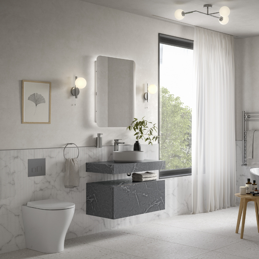 marbella 600mm wall hung grey marble basin unit set bottle trap, Alessio, Wall Hung Vanity Unit, 1