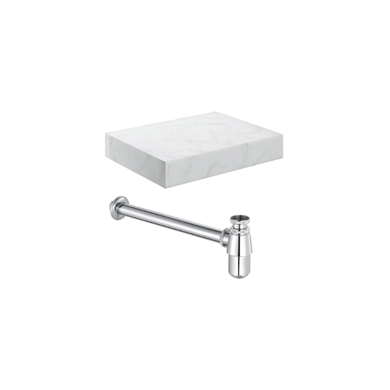 marbella 600mm wall hung white marble basin unit set bottle trap, Alessio, Wall Hung Vanity Unit, 7