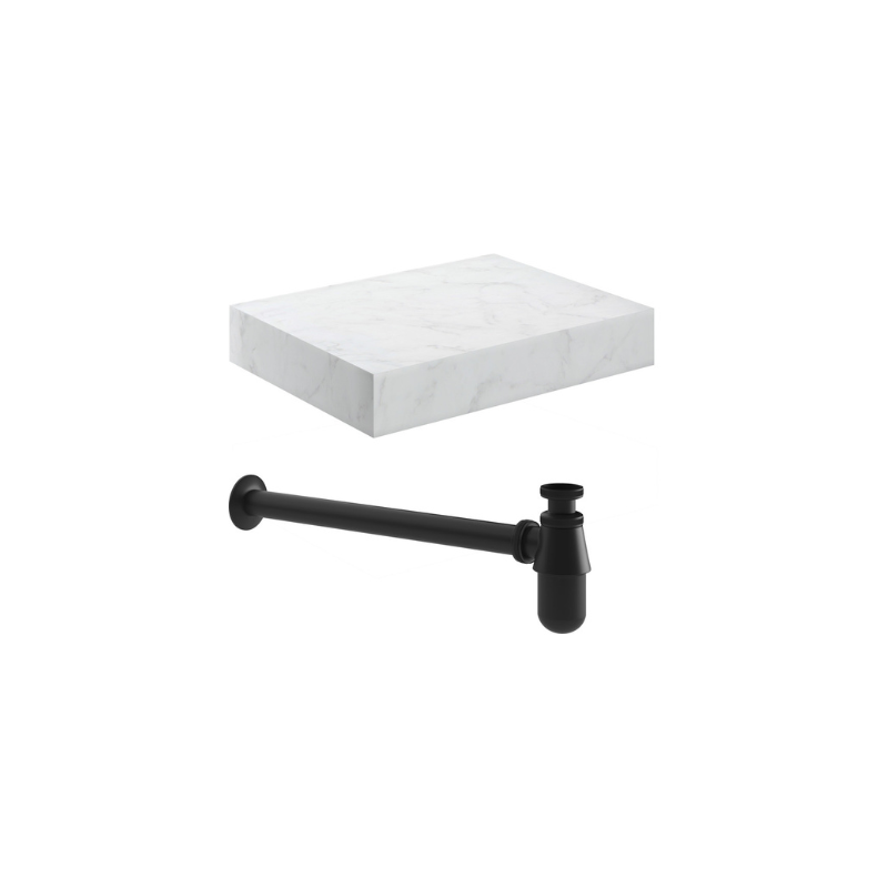 marbella 600mm wall hung white marble basin unit set bottle trap, Alessio, Wall Hung Vanity Unit, 8