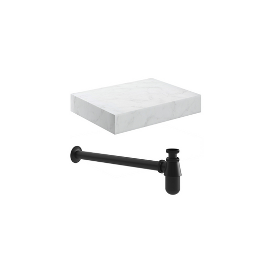 marbella 600mm wall hung white marble basin unit set bottle trap, Alessio, Wall Hung Vanity Unit, 8