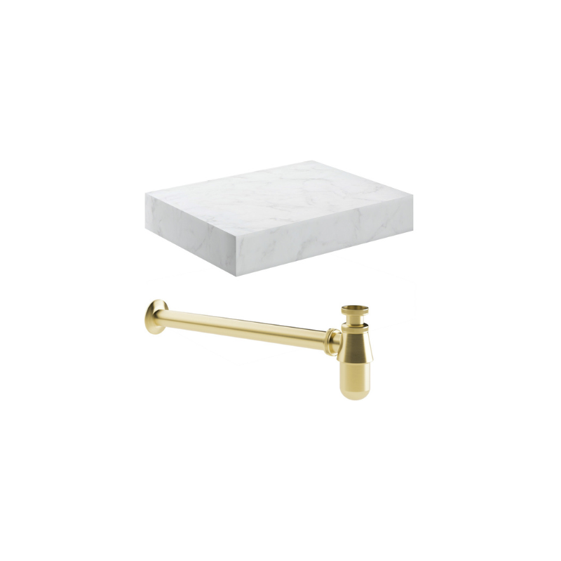 marbella 600mm wall hung white marble basin unit set bottle trap, Alessio, Wall Hung Vanity Unit, 9