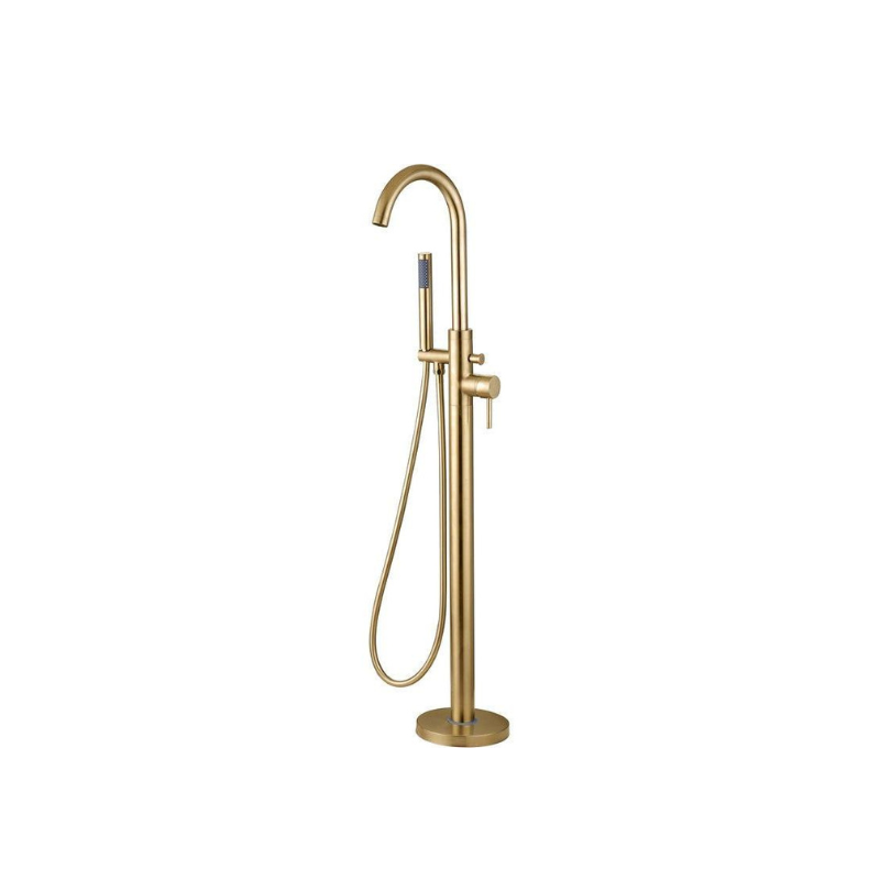 montel brushed brass freestanding bath filler tap with shower mixer, Alessio, Brushed Brass Bath Taps, Free Standing Bath Taps, Taps, 2