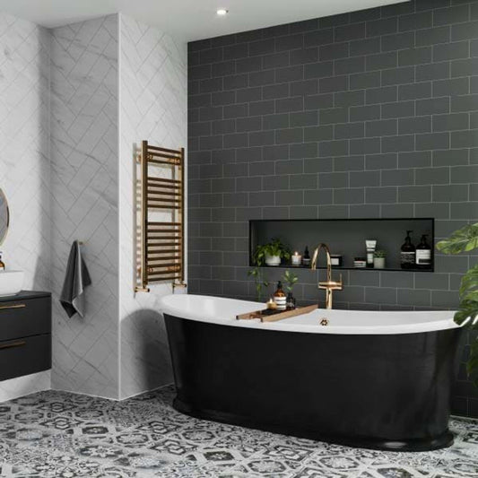 Multipanel Monument Grey Metro Tile Effect Shower Panel