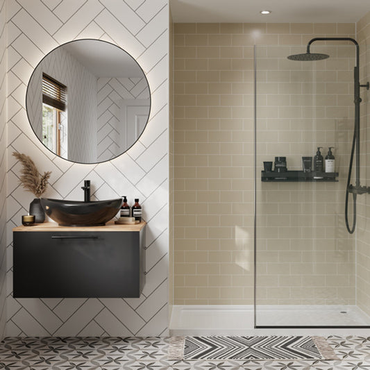 Multipanel Alpine White Herringbone Tile Effect Shower Panel