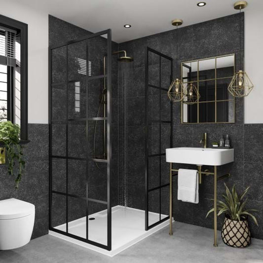 Multipanel Black Mineral Tile Shower Panel
