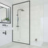 Multipanel Grey Marble Classic Wet Wall Shower Panel Modern bathroom with marble wet wall panels a shower enclosure, sink, and mirror.