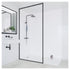 Multipanel Natural White Classic Wet Wall Shower Panel Modern shower setup with glass door and black fixtures in a bathroom.