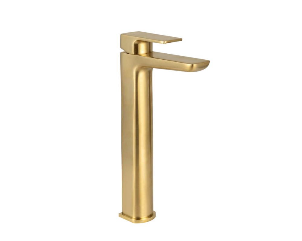 Muro Brushed Brass High Riser Basin Mixer Tap