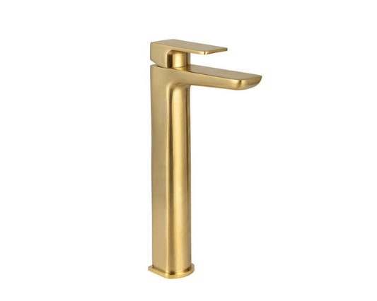 muro brushed brass high riser basin mixer tap, Scudo, Brushed Brass Basin Taps, Tall Basin Taps, Taps, 1