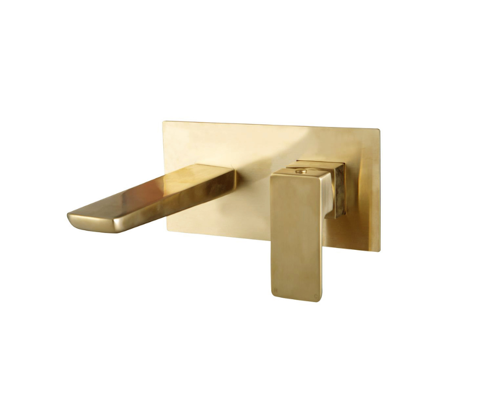 Muro Black Wall Mounted Bath Mixer Tap Brushed Brass