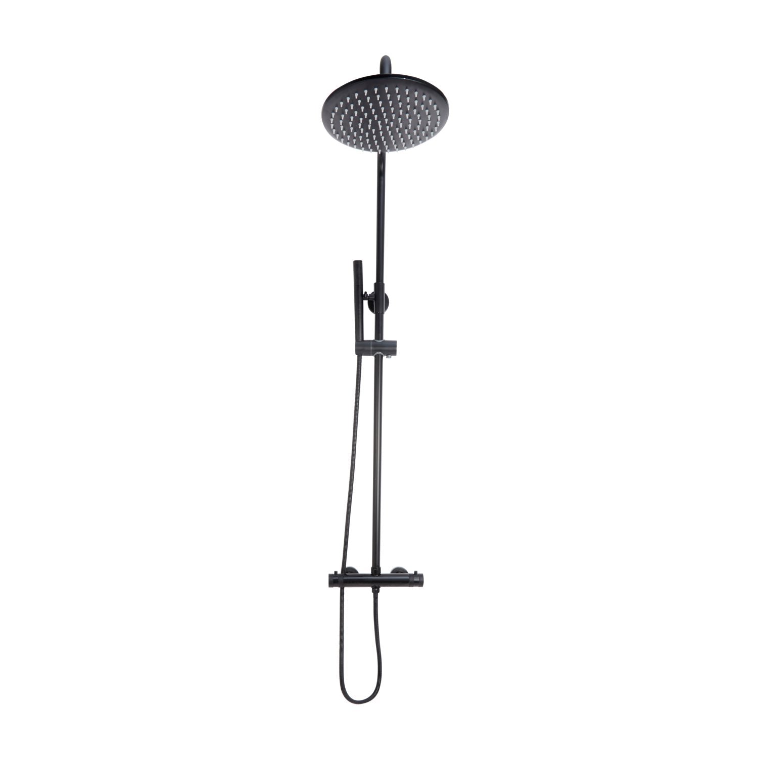 Core Black Round Rigid Riser Shower