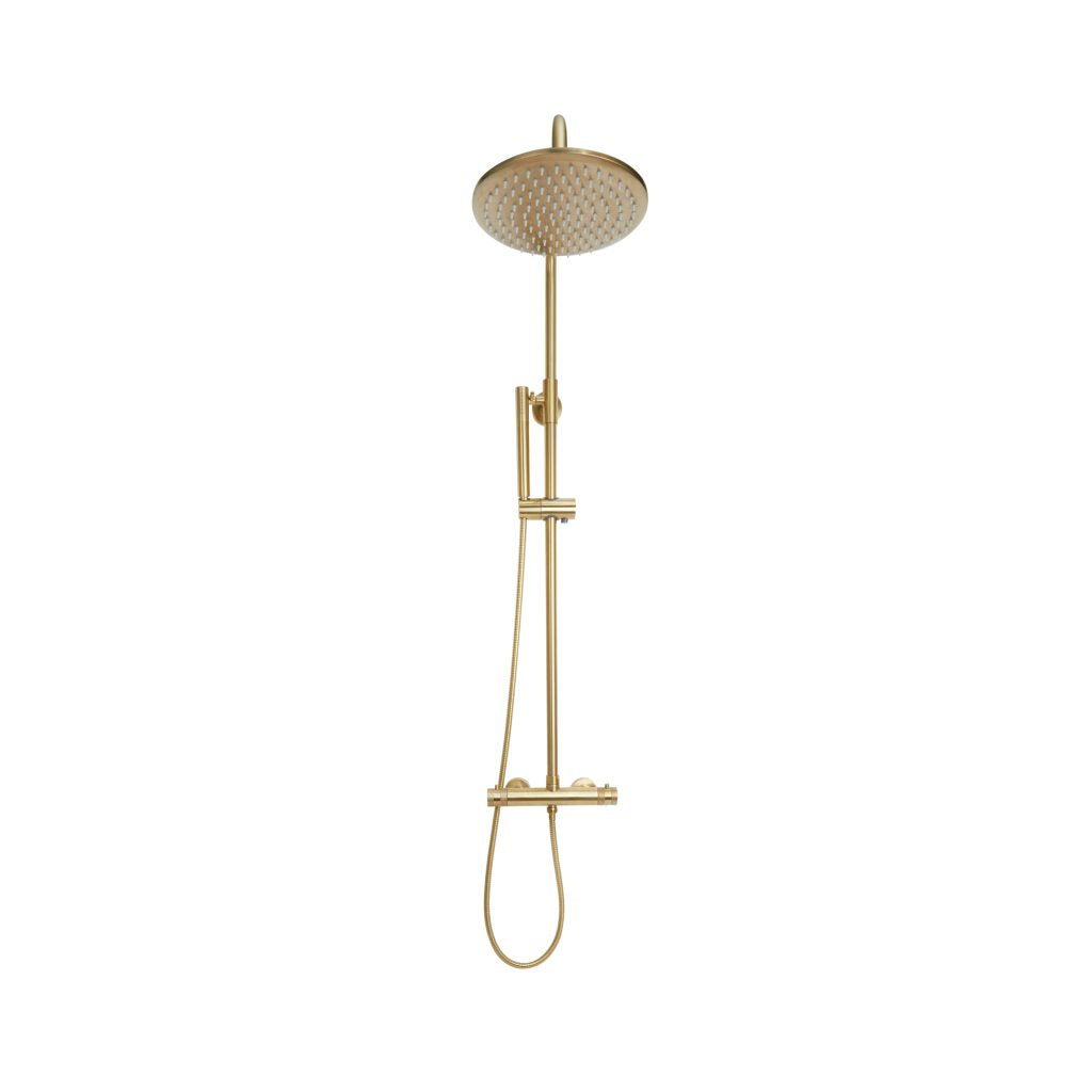 Core Brushed Brass Round Rigid Riser Shower