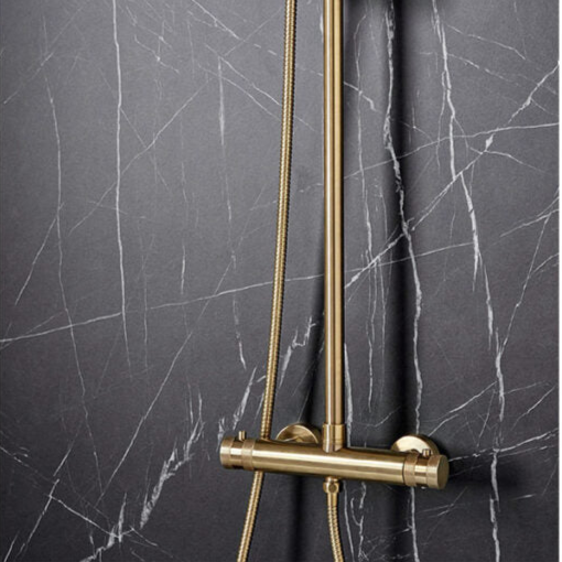 Core Brushed Brass Round Rigid Riser Shower