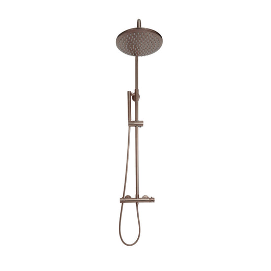 core brushed bronze round rigid riser shower, Scudo, Mixer Showers, Showers, 1