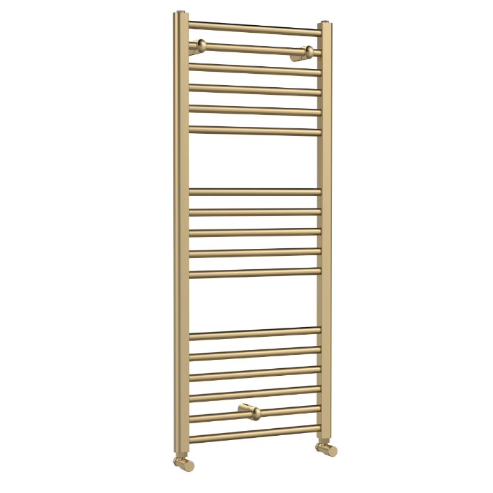 Nuie Round Straight Towel Radiator 1200x500 - Brushed Brass