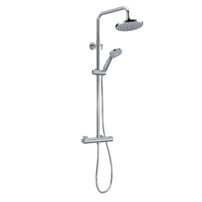 Nuie Round Thermostatic Bar Shower With Kit - Chrome