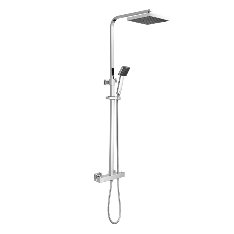 Nuie Square Thermostatic Bar Shower With Kit - Chrome