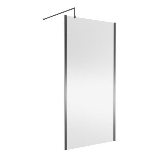 nuie 1000mm wetroom screen outer frame 1850x8mm brushed pewterwrscogm10, Nuie, brushed pewter, Shower Enclosures, Wetroom Screens, 1