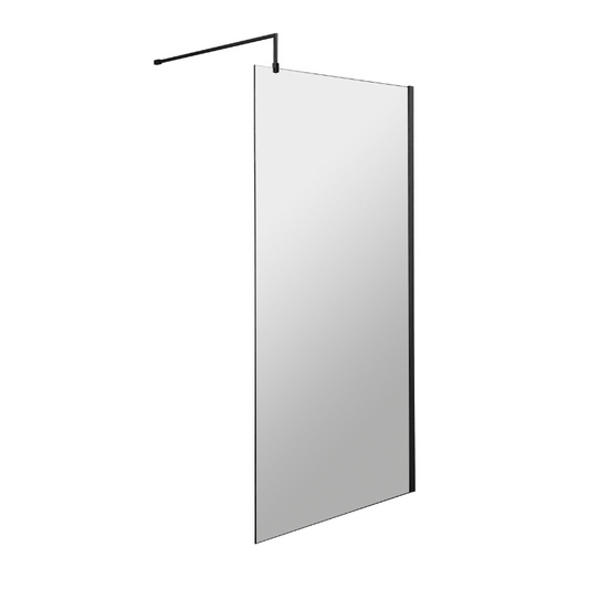 nuie 1000mm wetroom screen with support barwrscbp10, Nuie, black, Shower Enclosures, Wetroom Screens, 1