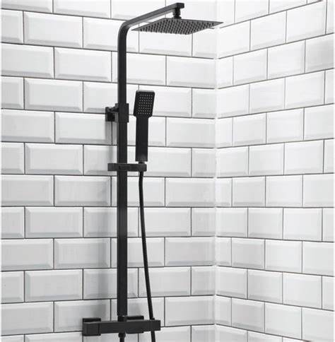 lunar black square rigid riser shower, Scudo, Mixer Showers, Showers, 1