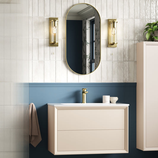 paris 615mm wall hung 2 drawer basin unit basin matt cotton, Alessio, Wall Hung Vanity Unit, 1