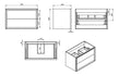 paris 815mm wall hung 2 drawer basin unit basin matt clay, Alessio, Wall Hung Vanity Unit, 7
