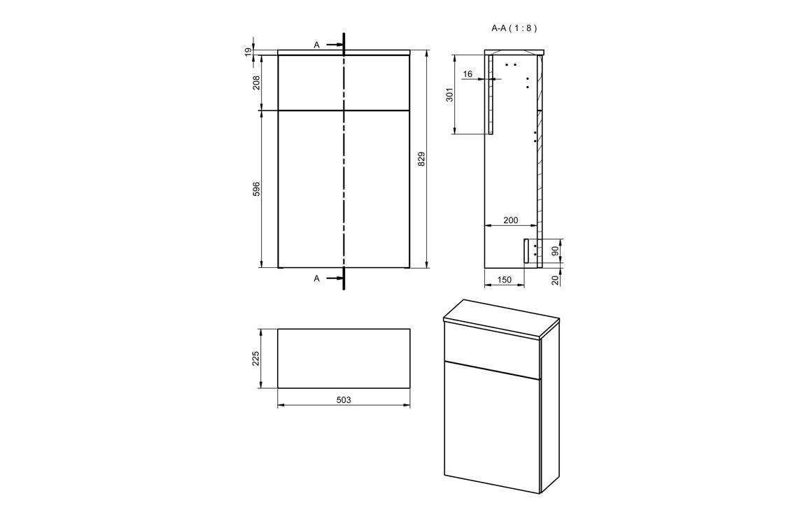 Paris 503mm Floor Standing WC Unit - Matt Storm Blue